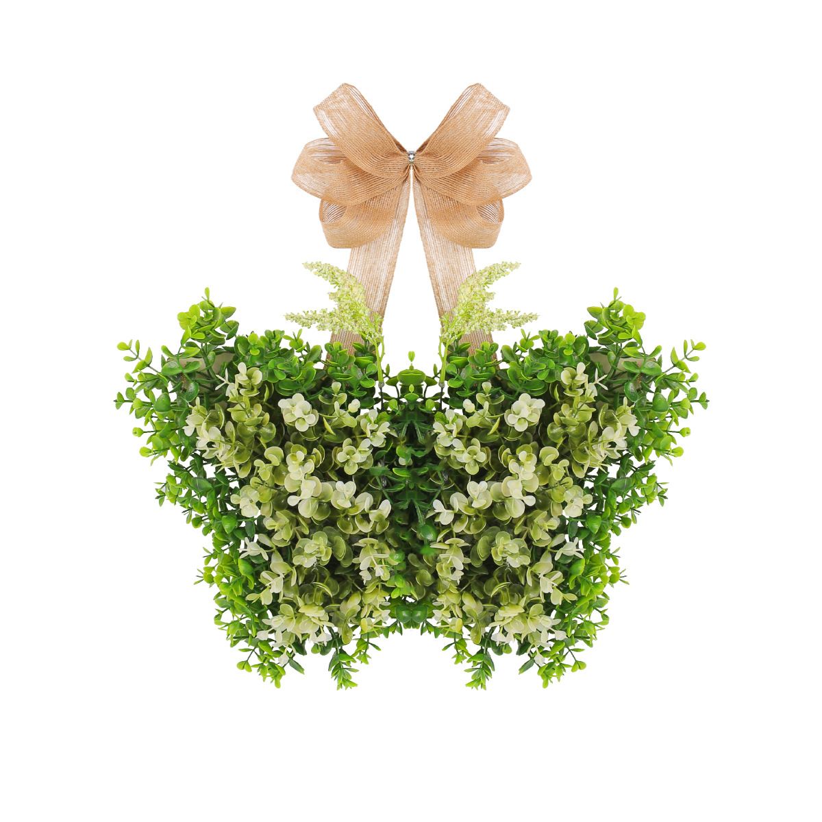 GANGLIAN - Mariposa Decorativa 47cm Eucalipto y Lazo - Adorno para Puerta Jardín y Granja