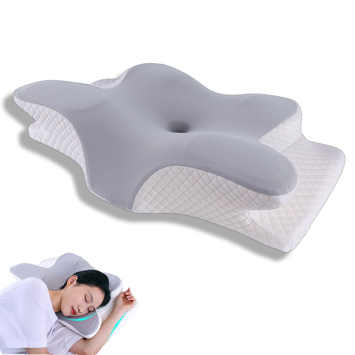 KINDA NICE - Almohada Ortopédica Cojín Cuello Memory Foam Cervical