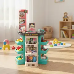 GENERICO - Mini Supermercado infantil Set de 47 pcs con cesta de compras Shopping y accesorios