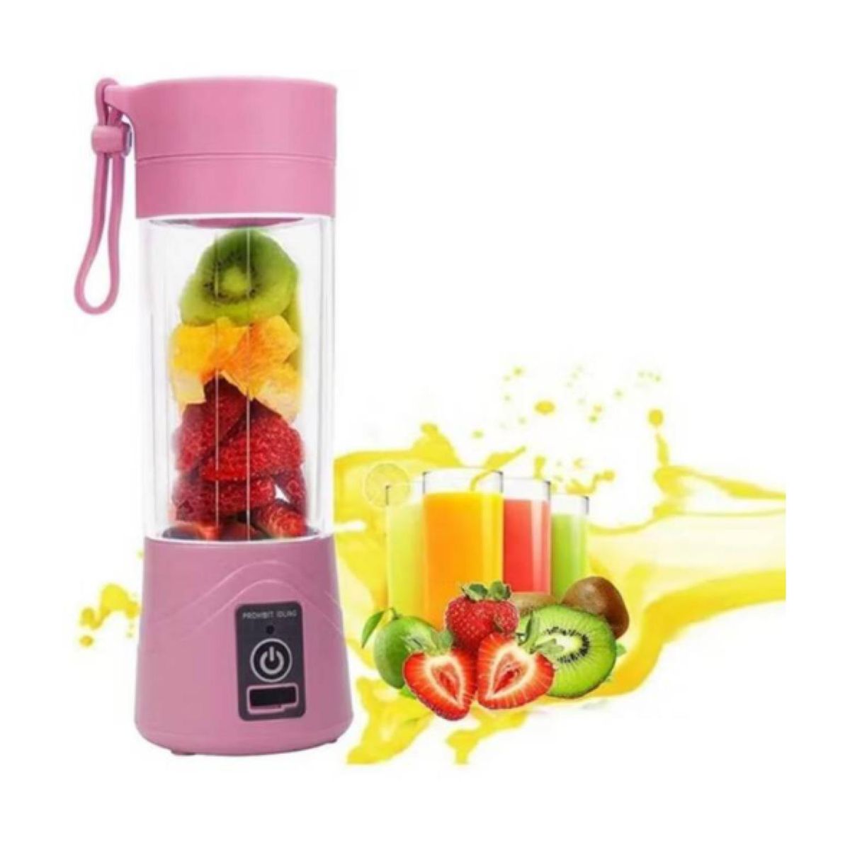 GENERICO - Juguera Licuadora Batidora Jugos Portatil Recargable USB Rosado