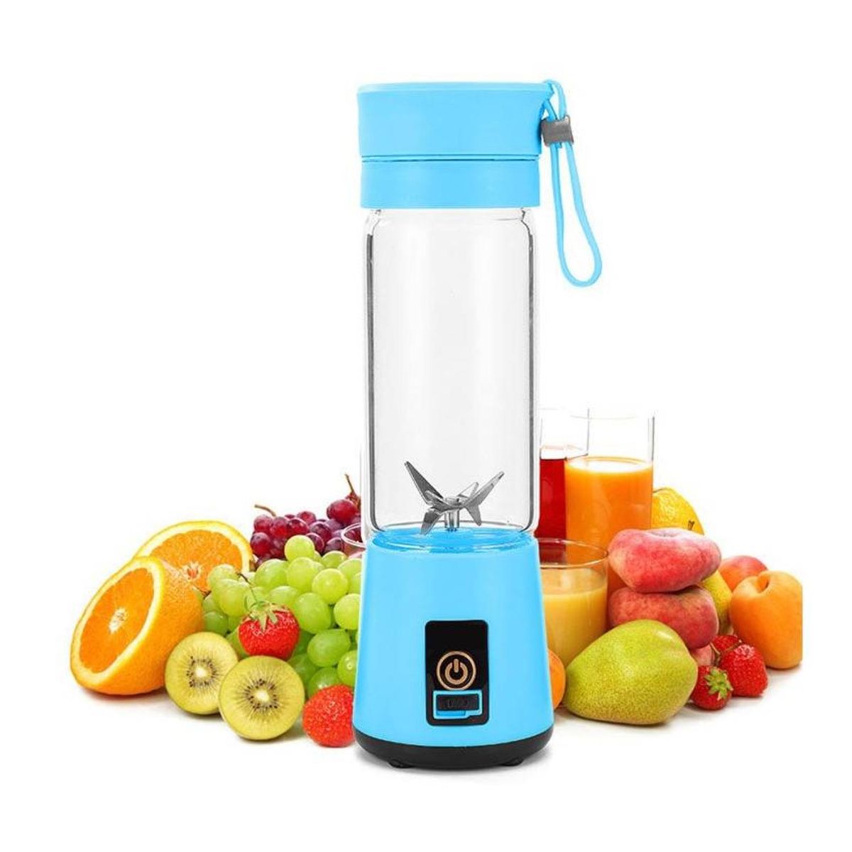 GENERICO - Juguera Licuadora Batidora Jugos Portatil Recargable USB Azul