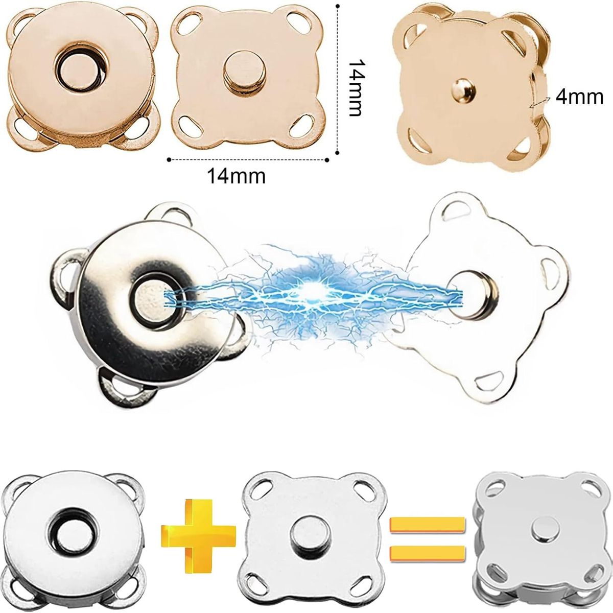 KINDA NICE - 50 Pares Botón Magnético 14mm Broche Metal Imán Costura Agregar a favoritos $ 9.990