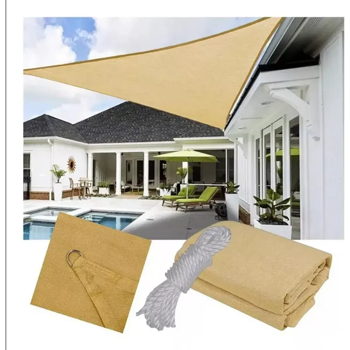 GENERICO - Toldo Triangular 3x3x3 Pack X3 Toldo Con Proteccion UV