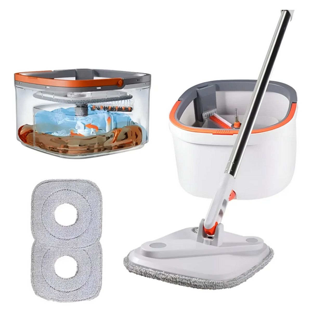 GENERICO - Super Mopa 360 Giratoria Separa Agua Limpia Sucia Automatico Gris