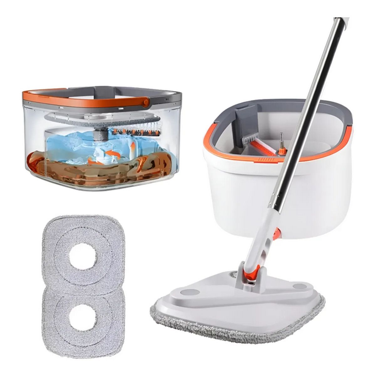 GENERICO - Super Mopa 360 Giratoria Separa Agua Limpia Sucia Automatico Gris