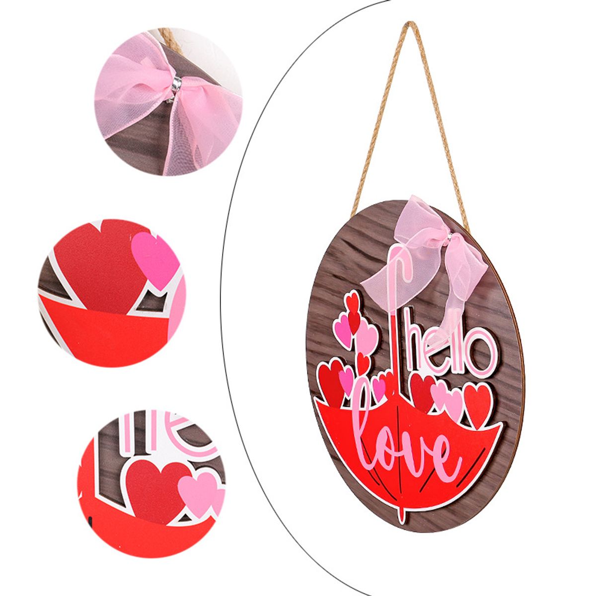 GANGLIAN - Adorno Paraguas de Madera 30cm - Ideal para San Valentín y Decoración de Hogar