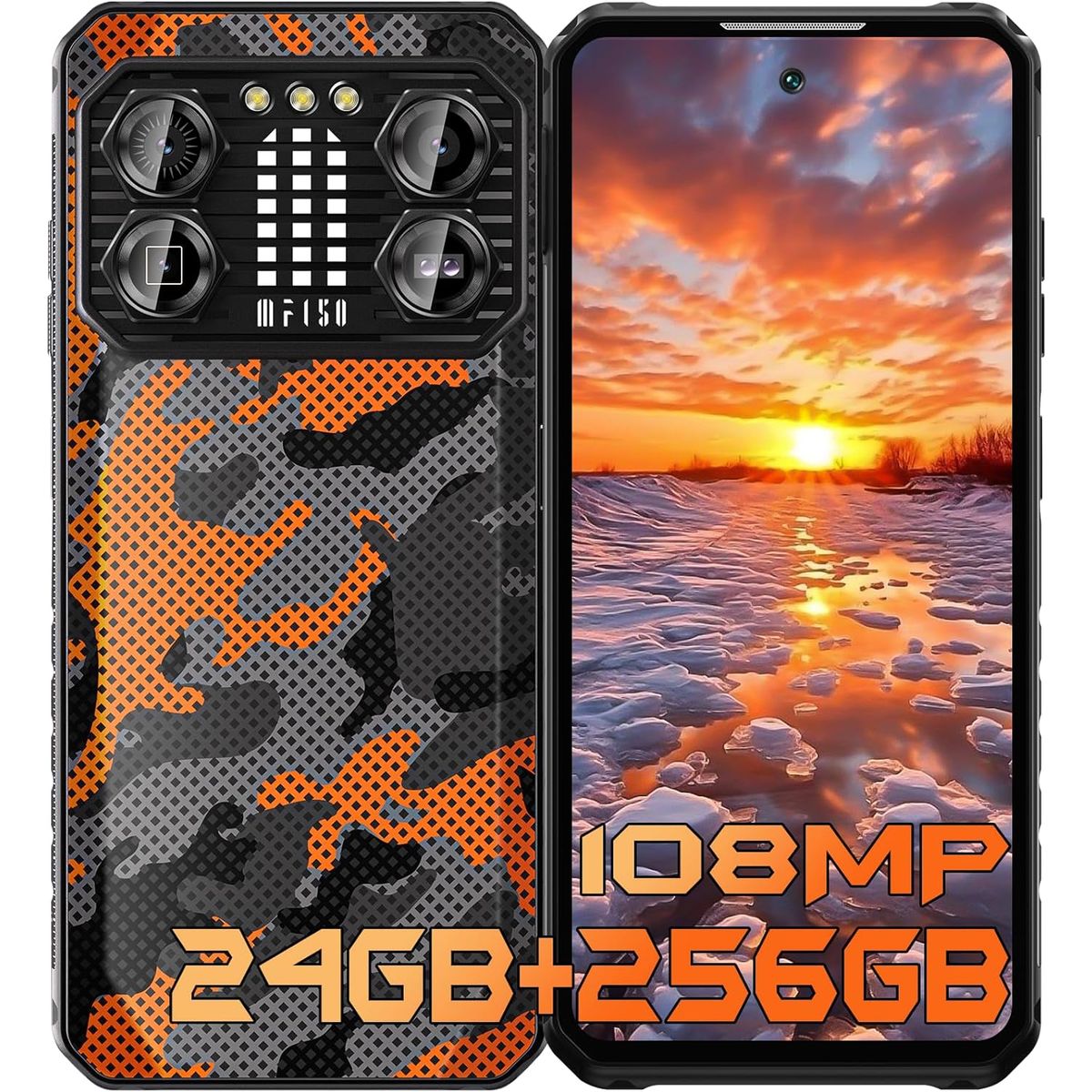 OUKITEL - IIIF150 B2 Pro Celular 24GB+256GB 10000mAh 108MP Smartphone-Naranja