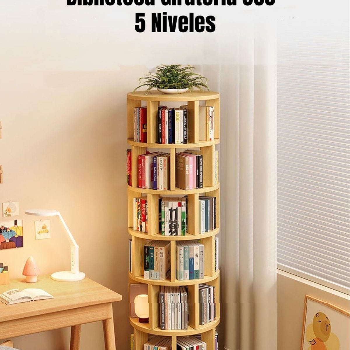 LUBABYCAS - Biblioteca Giratoria 360 Librero Organizador Ruedas 165cm Lubabycas