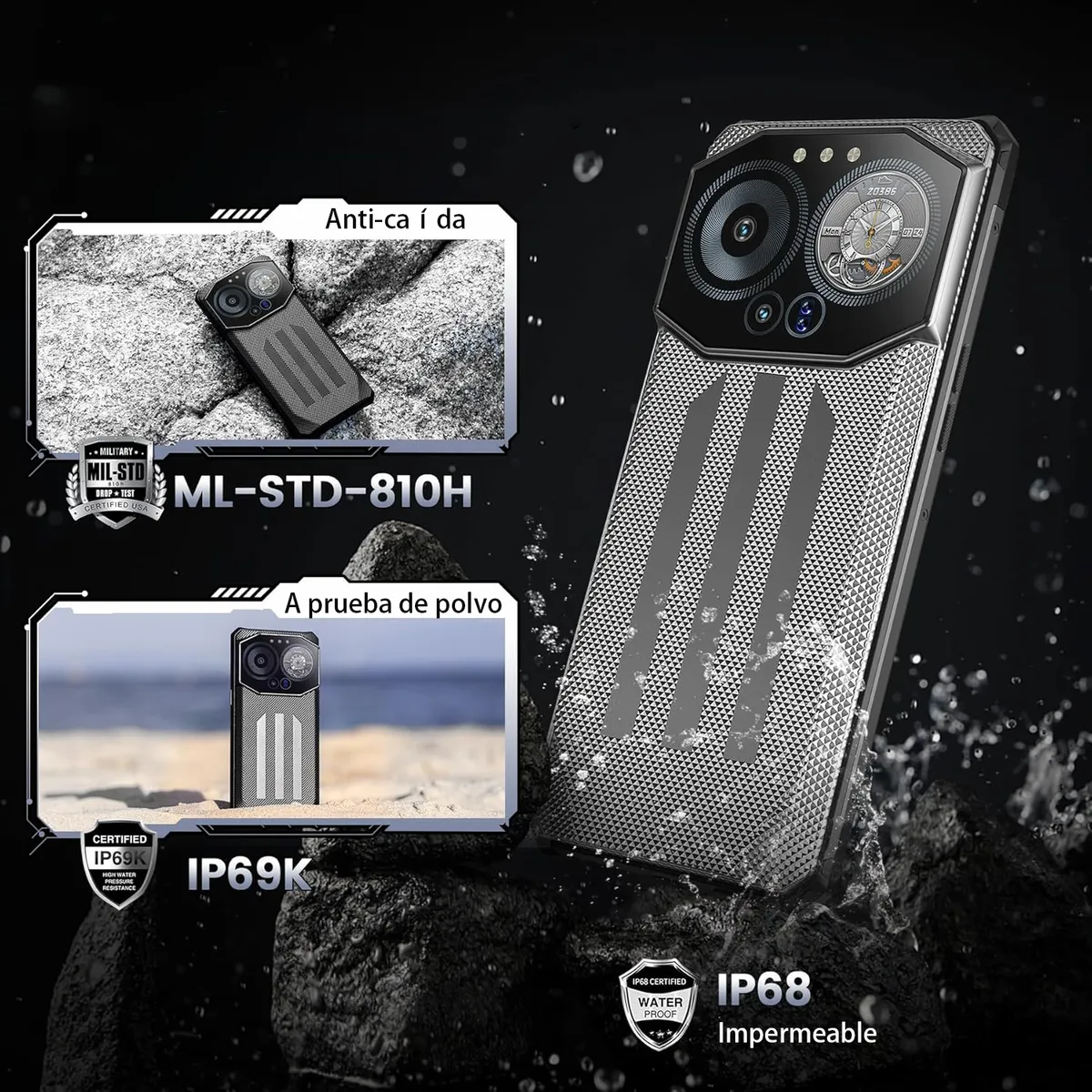 OUKITEL - IIIF150 B3 Celular 20GB+256GB 10800mAh 100MP-Negro