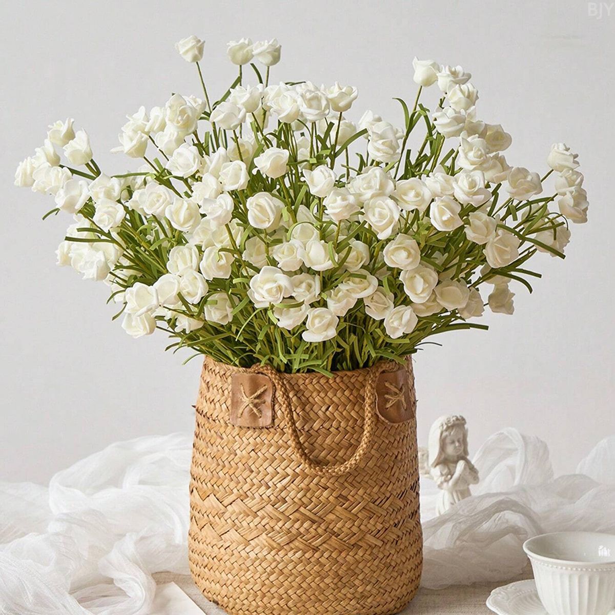 GANGLIAN - 3 Pzs Rosas PE 46 cm, Decoración Hogar, Regalo Romántico, Centro de Mesa, Manualidades