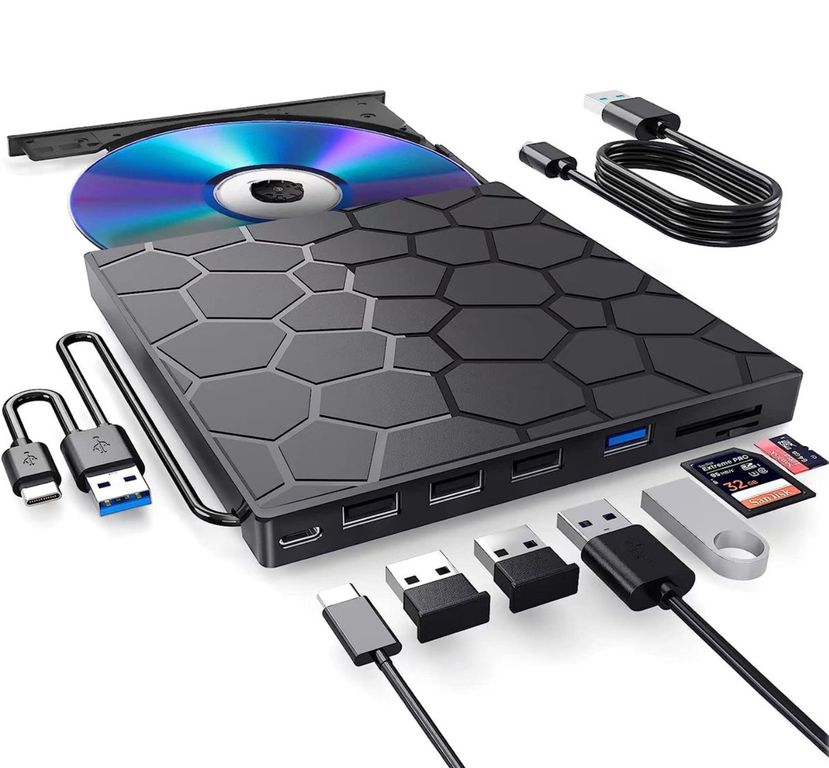 GENERICO Reproductor Externo con USB-C y Lector de Tarjetas de Expansión