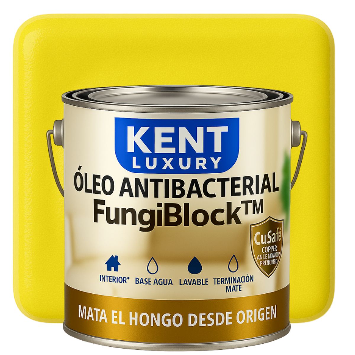 KENT - OLEO MATE INTERIOR BASE AGUA - ANTIBACTERIAL - GALON AMARILLO LIMON