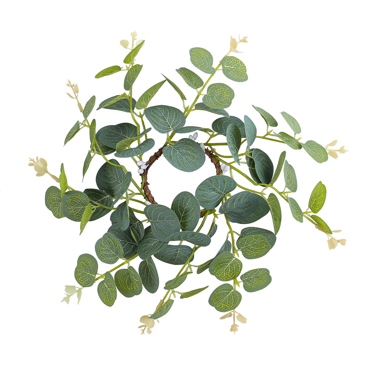 GANGLIAN - Corona Eucalipto 27cm con Frutos Centro de Mesa Decoración Boda y Jardín Accesorio de Ambiente