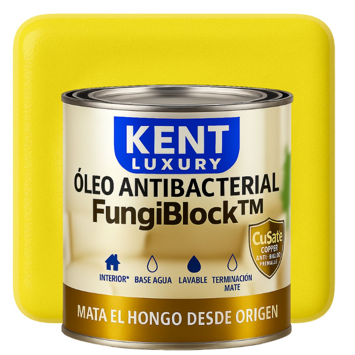 KENT - OLEO MATE INTERIOR BASE AGUA - ANTIBACTERIAL - 14 GALON AMARILLO LIMON