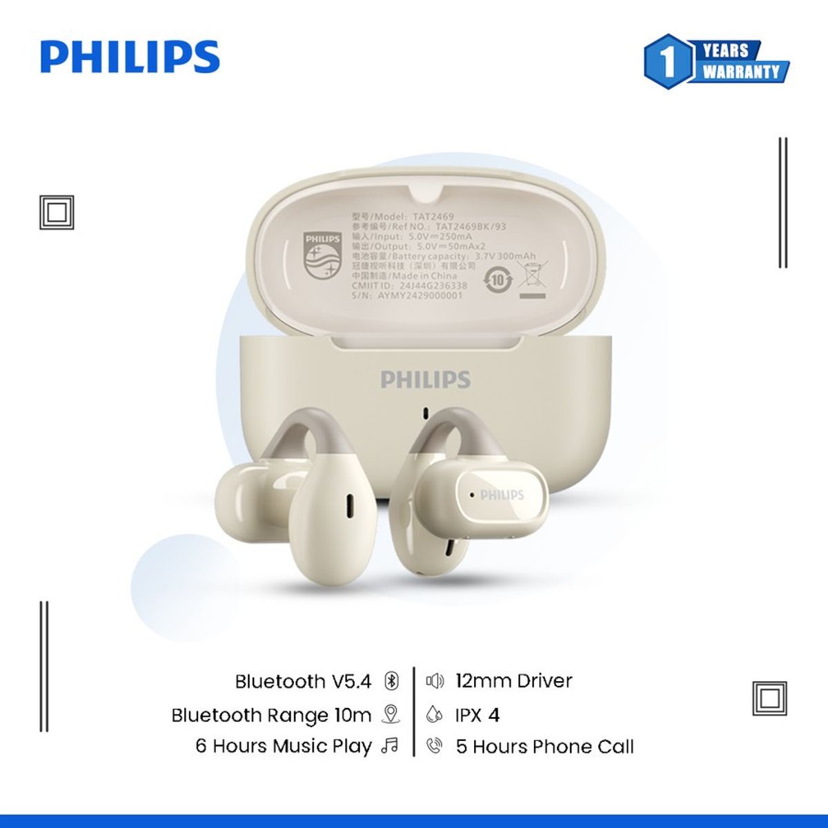 PHILIPS - Audífonos Bluetooth Clip Philips TAT2469