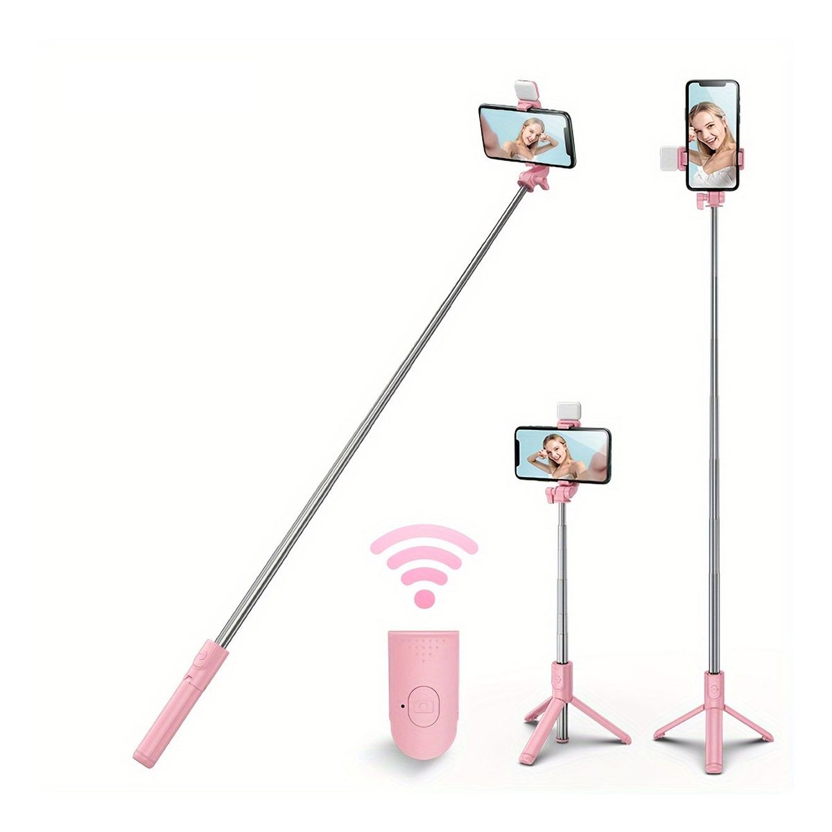 GENERICO - Palo Selfie con Trípode de 1m Bluetooth y Luz LED para AndroidiOS