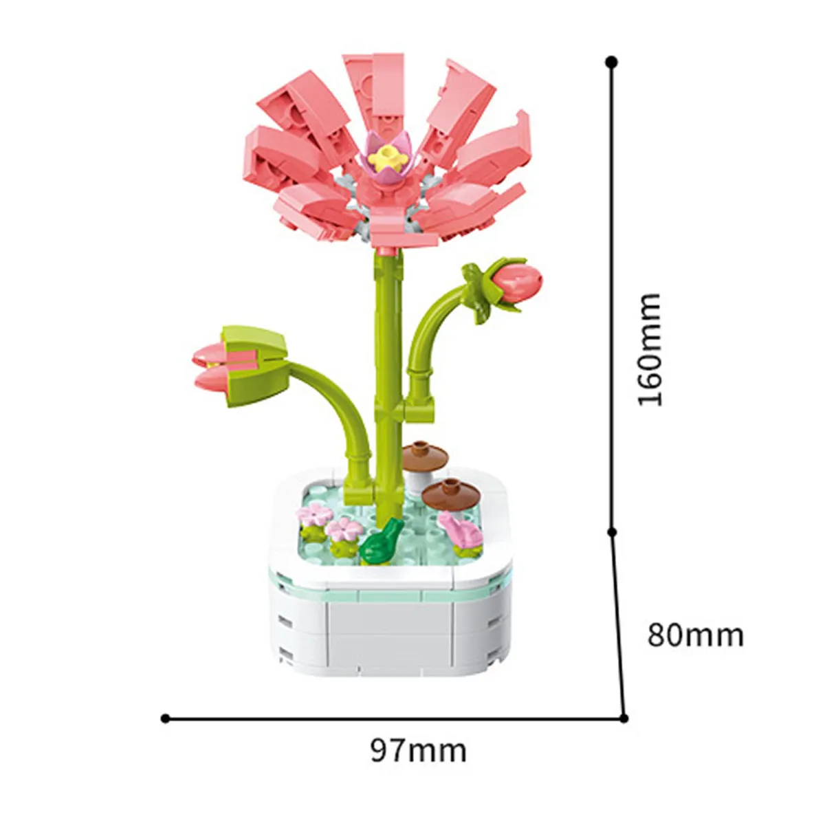 DANWEILE - Decoración romántica de macetas con bloques de construcción