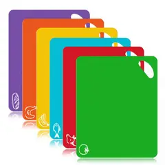 KINDA NICE - Juego De 6 Tablas De Cortar Plásticas Multiusos Vale La Pena