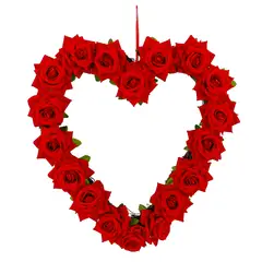 GANGLIAN - Corazón Rosas 34cm Corona Decorativa para Boda San Valentín Hogar Decoración Interior