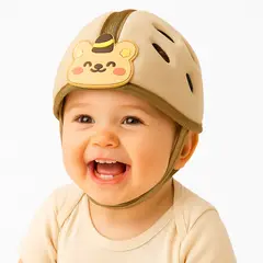 LLEGO UNO - Casco Bebe Protector Cabeza Antigolpe Gateo Primeros Pasos Beige Osito Beigue