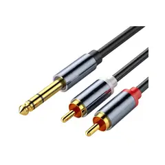 KUANGYE - Cable Audio En Y Plug Trs A 2 Rca Estéreo 3 Metros