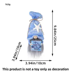 GANGLIAN - 1 Pz Figura Azul 25cm Gorro Estrella Mar, Barba Gris y Cartel, Poliéster, Decoración Fiesta, Regalo San Valentín