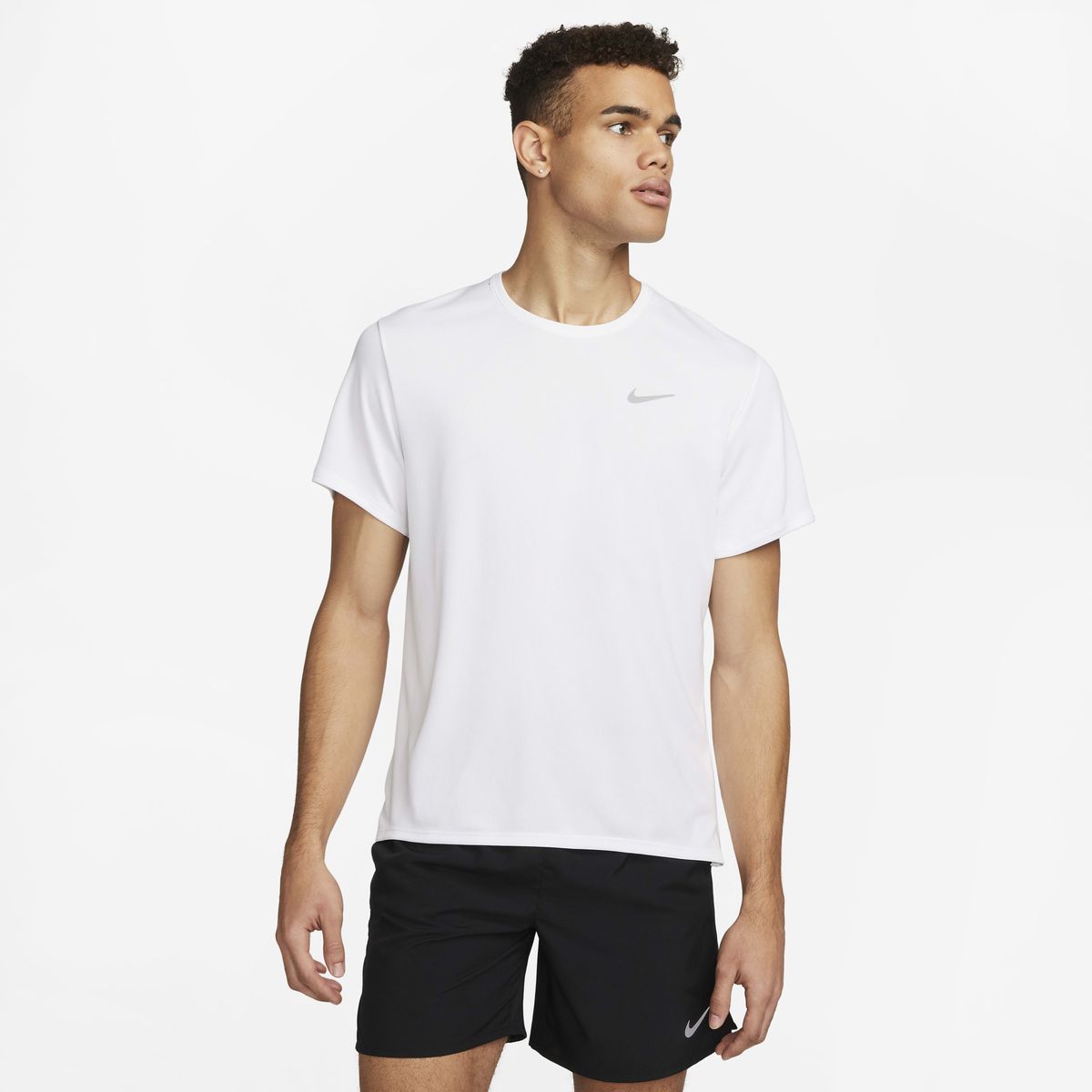 NIKE - PoleraM Nk Df Uv Miler Ss Hombre Blanco