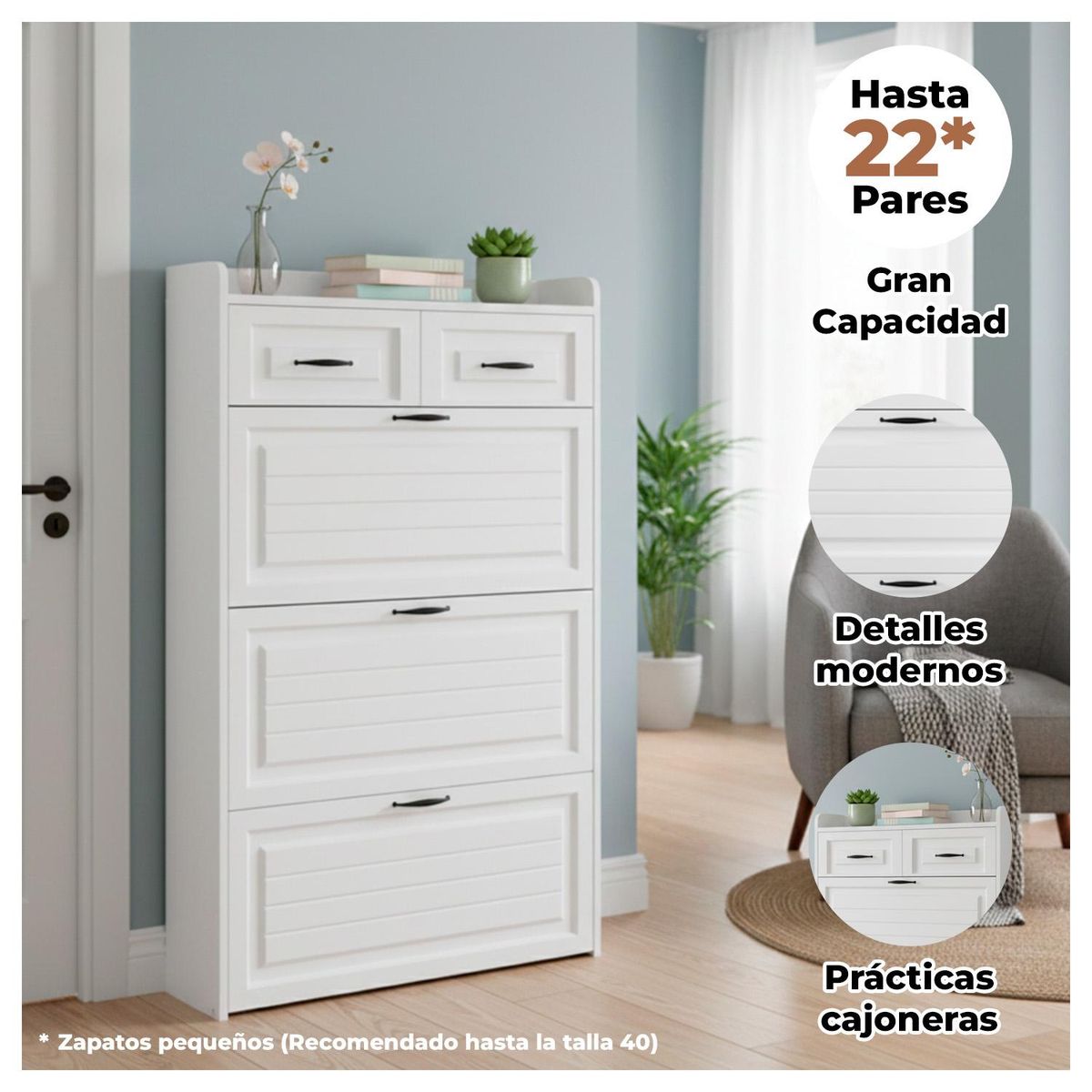 GLOBAL LATIN GROUP - Zapatero Mueble Organizador de Alta Calidad con Diseño Sofisticado - Blanco