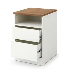 DECORACION CREATIVA - Velador 2 Cajones 1 repisa Blanca Albayalde premium