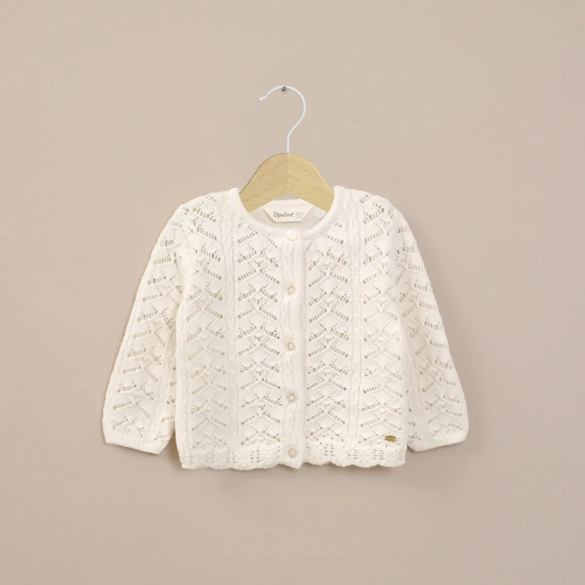 OPALINE - Chaleco Infant Niña Calado Blanco