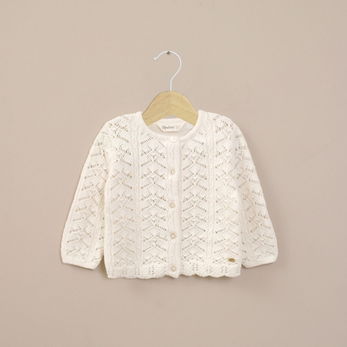 OPALINE - Chaleco Infant Niña Calado Blanco