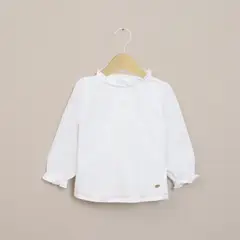 OPALINE - Polera Infant Niña Blanca Con Cuello