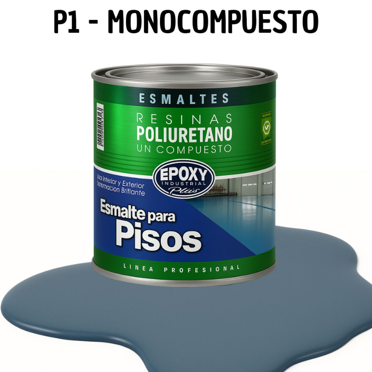 PINTURA ALTO TRAFICO - ESMALTE PISOS CANCHASPU 1K BASE AGUA - 1L AZUL GRISÁCEO, marca EPOXY - Foto Principal