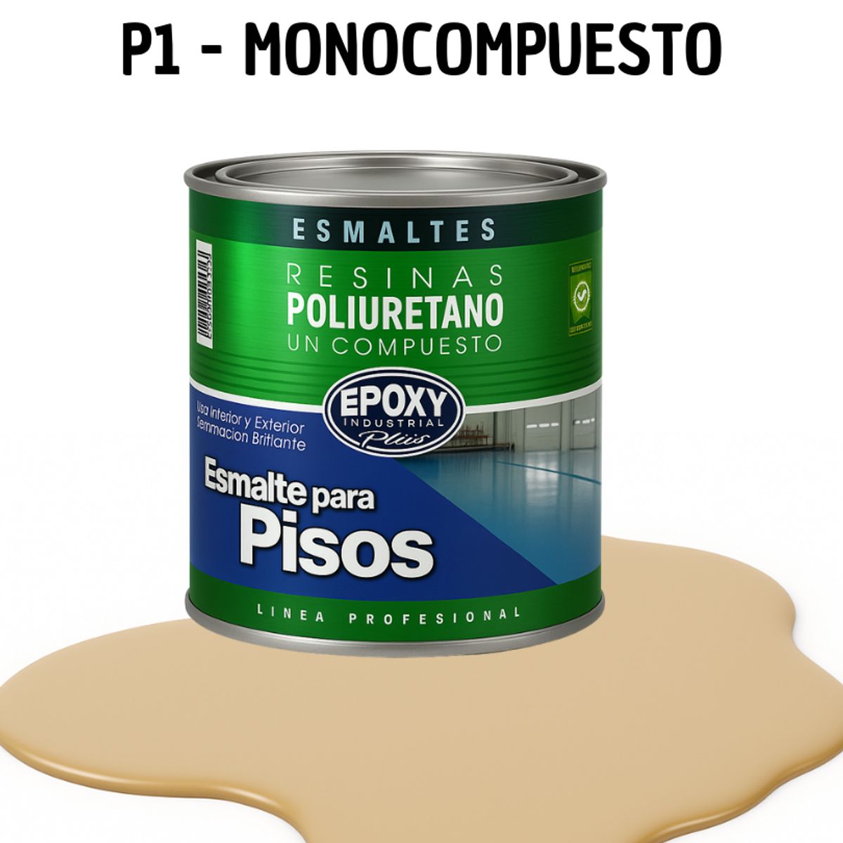 EPOXY - PINTURA ALTO TRAFICO - ESMALTE PISOS CANCHASPU 1K BASE AGUA - 1L BEIGE ARENA