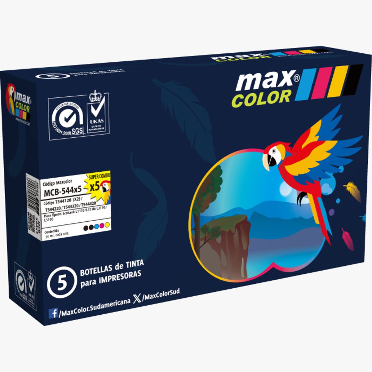 ALTERNATIVE - PACK 5 TINTAS P/EPSON T544 (2 BK-1C-1M-1Y) 70 ML ALTERNATIVAS