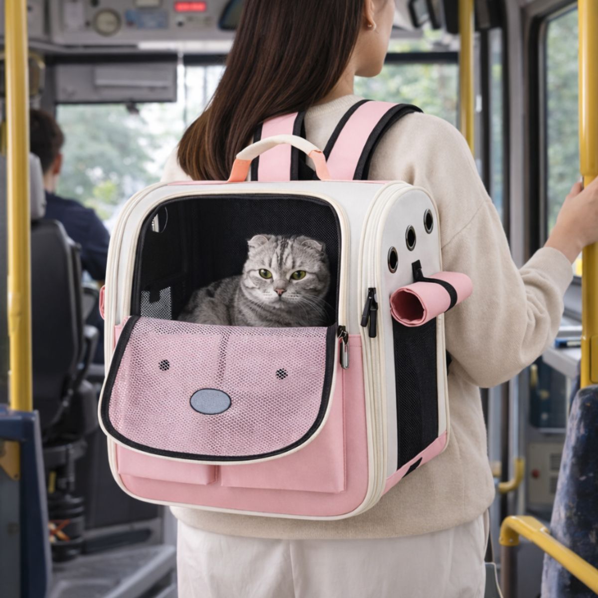 HOMER OUTDOOR - Bolsa Para Gatos Homer Outdoor - Transporte Seguro Y Cómodo Rosa