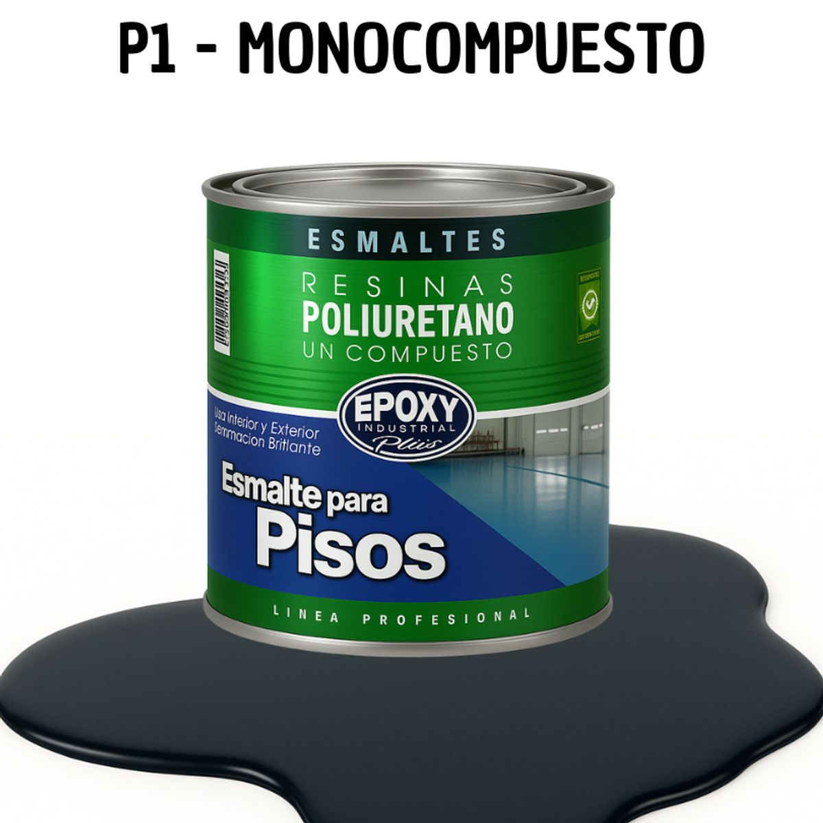 PINTURA ALTO TRAFICO - ESMALTE PISOS CANCHASPU 1K BASE AGUA - 1L NEGRO AZULADO, marca EPOXY - Foto Principal