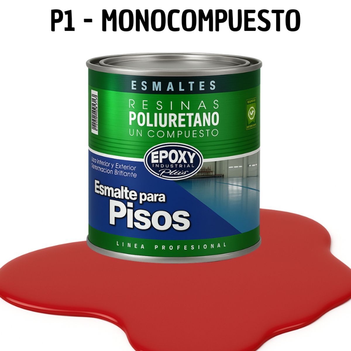 EPOXY - PINTURA ALTO TRAFICO - ESMALTE PISOS CANCHASPU 1K BASE AGUA - 1L ROJO CEREZA