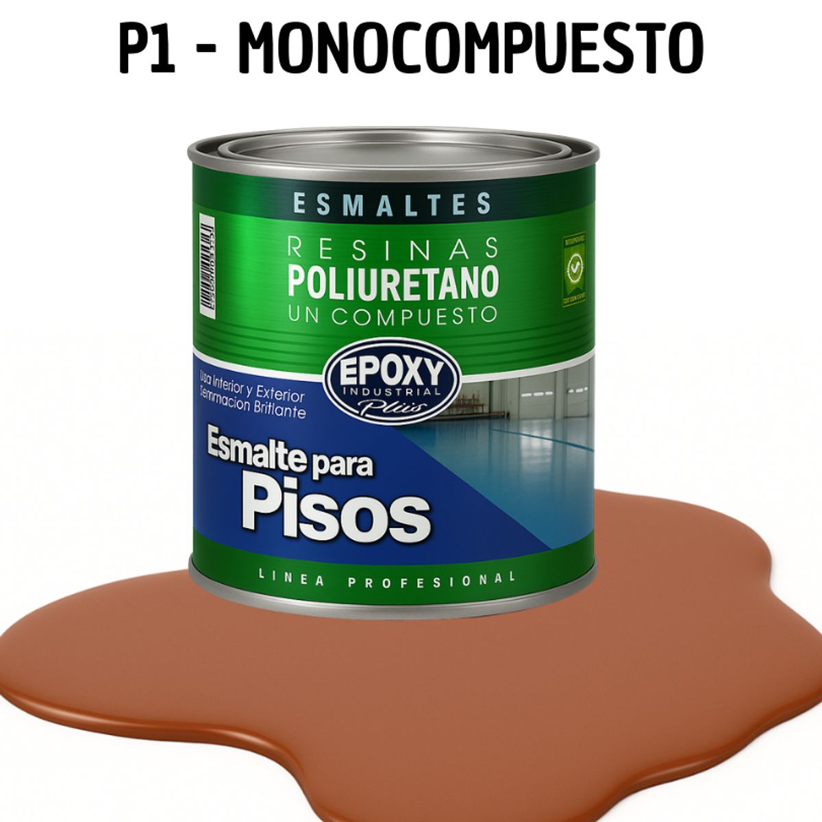 EPOXY - PINTURA ALTO TRAFICO - ESMALTE PISOS CANCHASPU 1K BASE AGUA - 1L ROJO LADRILLO