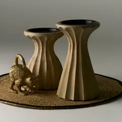 LOUNGE - Candelabro Mujer Madera Blanca Taupe