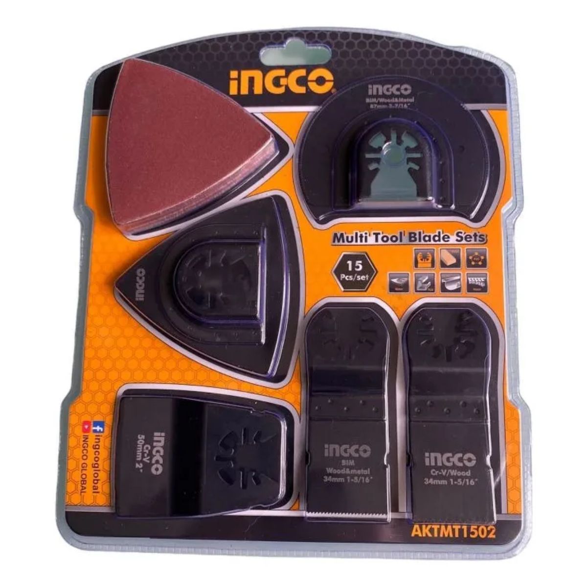 INGCO - Kit Set Juego Hojas Multifuncional Oscilante 15 Piezas Ingco AKTMT1502
