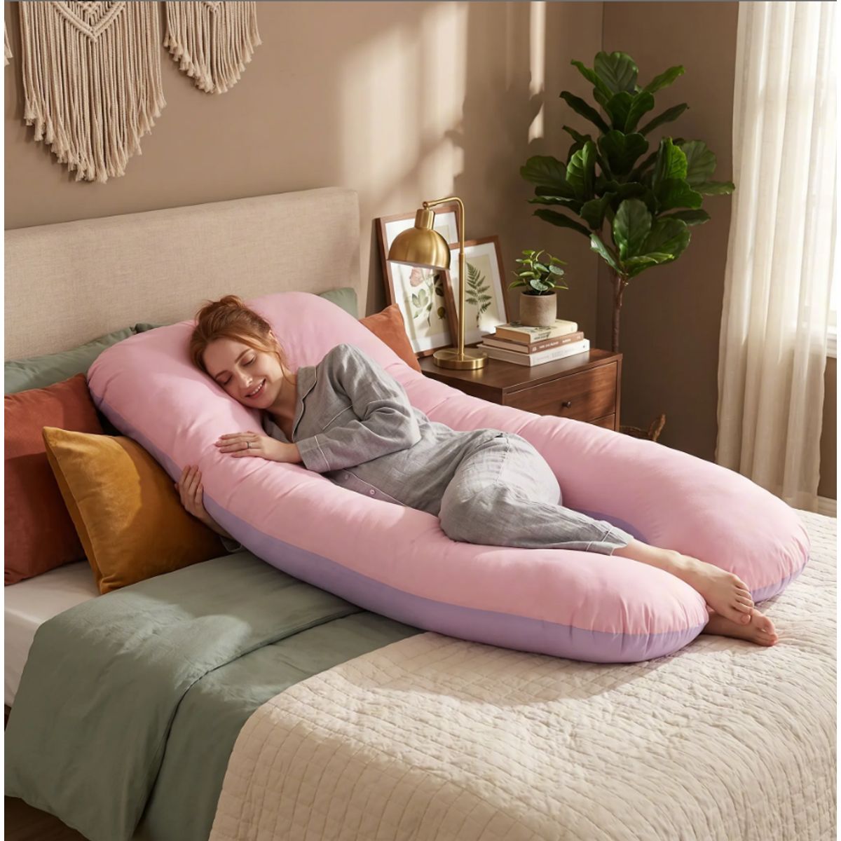 HOMER OUTDOOR - Almohada Maternidad Homer Outdoor Para Lactancia Comfort Rosa Geométrico Maternal