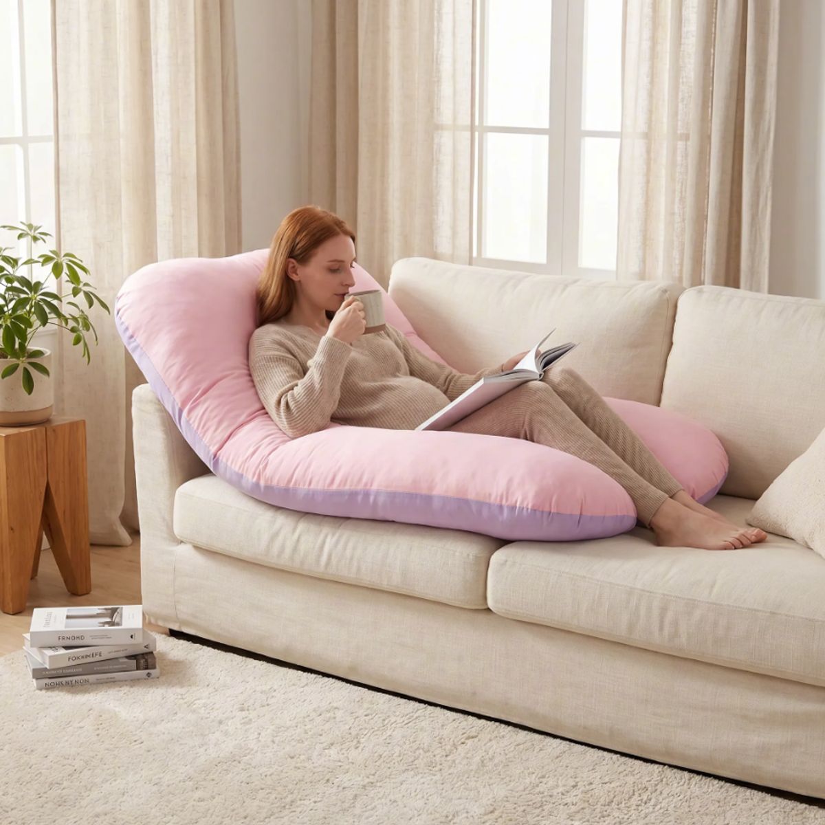 HOMER OUTDOOR - Almohada Maternidad Homer Outdoor Para Lactancia Comfort Rosa Geométrico Maternal