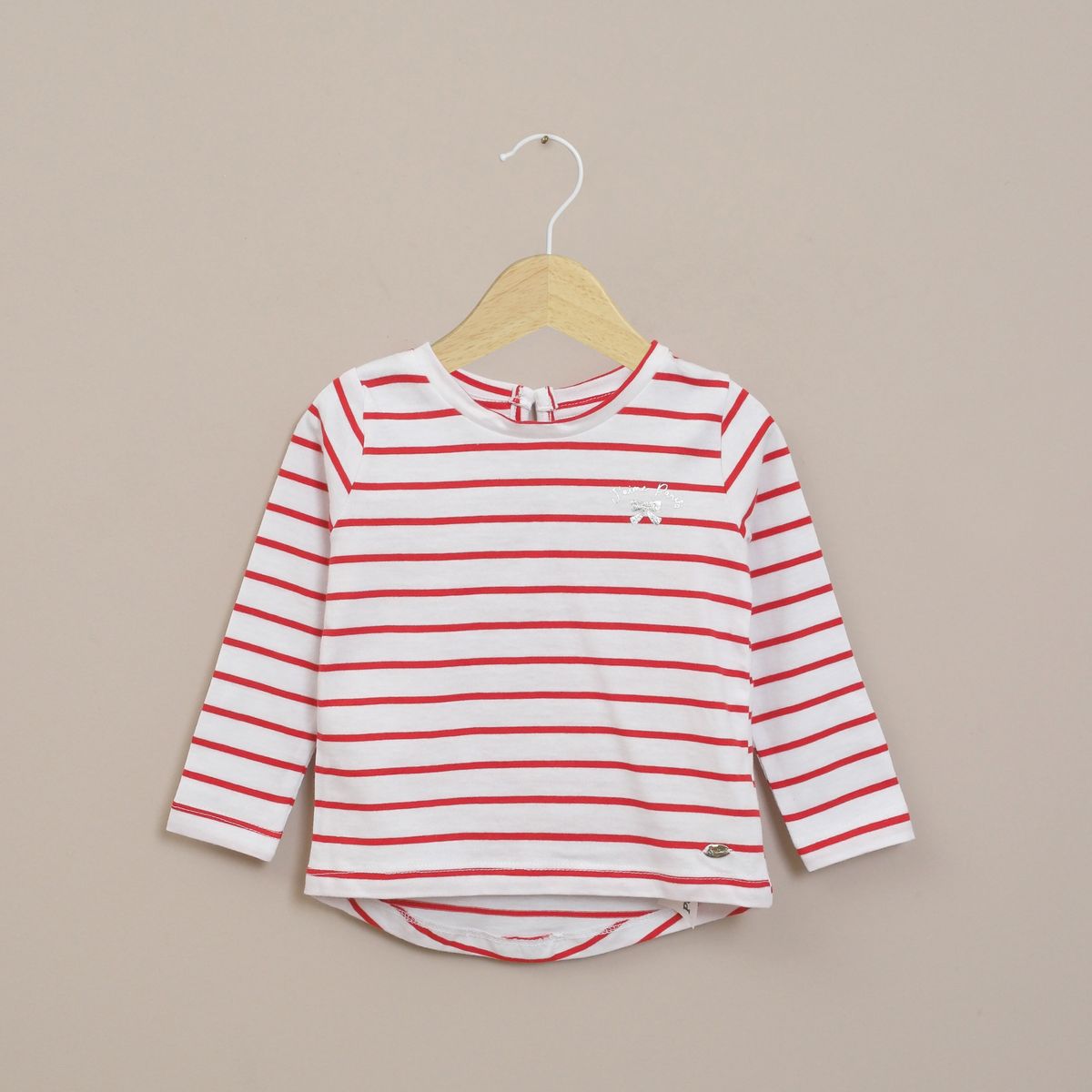 OPALINE - Polera Infant Niña Blanca Con Lineas Rojas