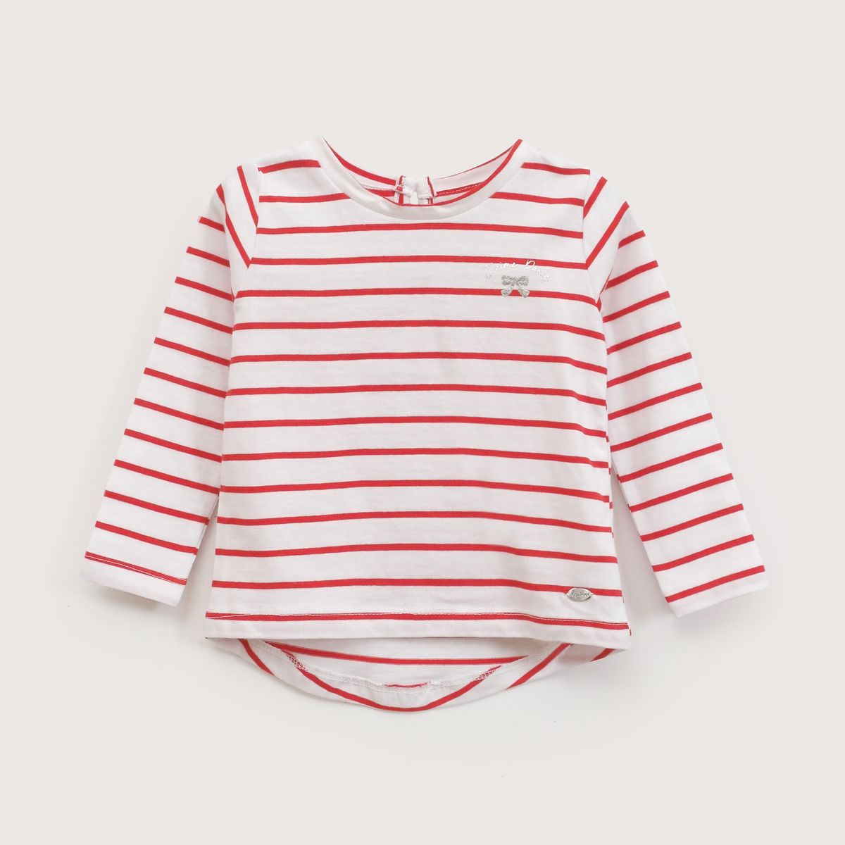 OPALINE - Polera Infant Niña Blanca Con Lineas Rojas