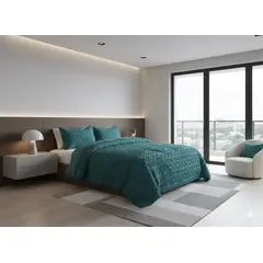 DIANA - COBERTOR TRENZADO CON CHIPORRO COLOR LISO TURQUESA 1.5 PLAZA 180CMX230CM