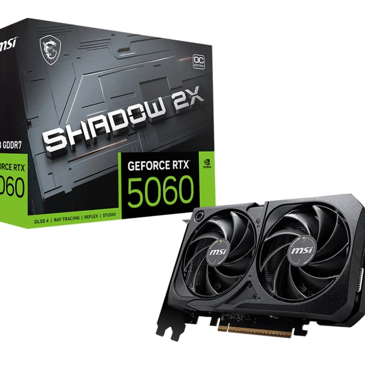 MSI - Tarjeta de Video MSI NVIDIA GeForce RTX 5060 SHADOW 2X OC, 8GB GDDR7, 128-bit, PCI-e 5.0