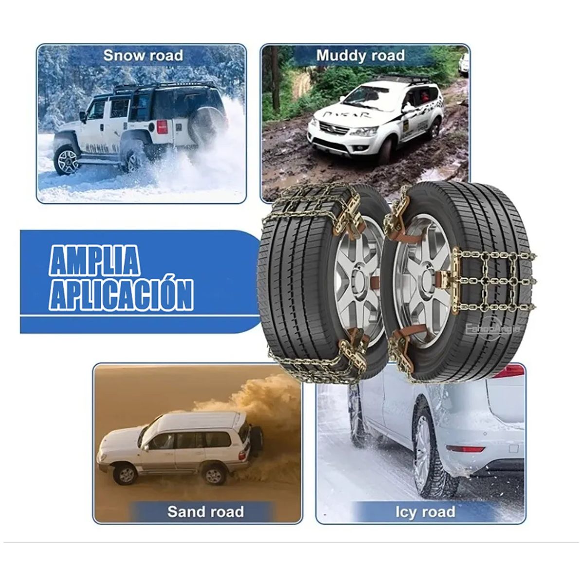 OFERTABKN - Set 6u Cadena Neumático Antideslizante Nieve Barro Universal
