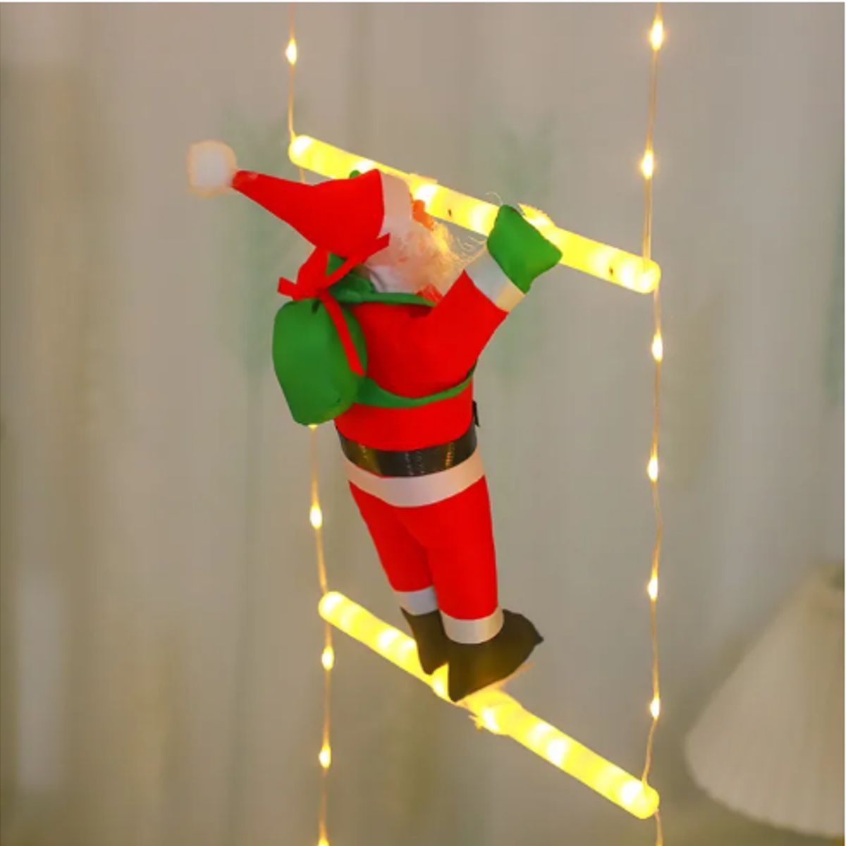 GENERICO - Escalera Led Solar Viejito Pascuero Estrella Luces Amarillas