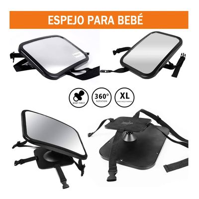 Imagen 2 del producto Espejo Retrovisor Auto Bebe 360° Seguridad Silla Espalda Xl